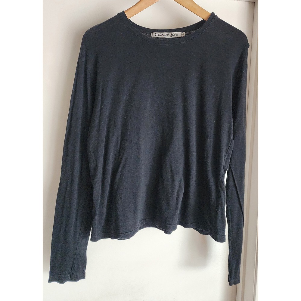 Michael Stars OS One Size Black Supima Cotton Modal Long Sleeve Tee T-Shirt